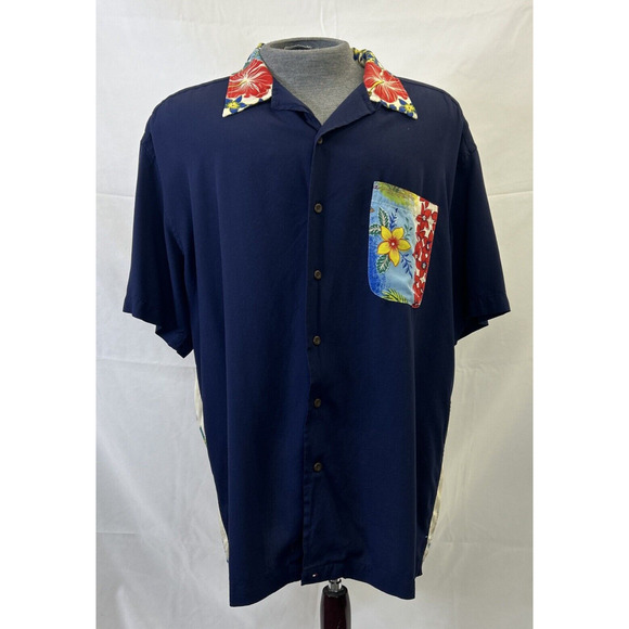 Tommy Hilfiger The Hawaiian Islands Shirt Mens XL Navy Blue Tropical Aloha FS - Picture 1 of 14